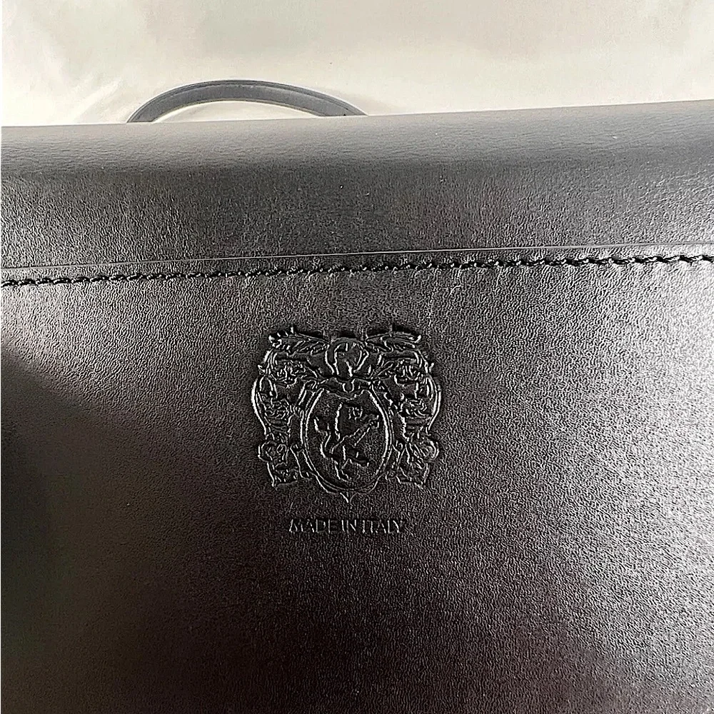 BRUNO MAGLI Black Leather Flap Leather Crossbody Bag Made in Italy